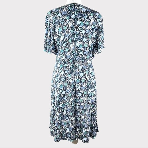 Loft Floral Flutter Sleeve Dress Knee Length Dress - Size 6 - Picture 4 of 11